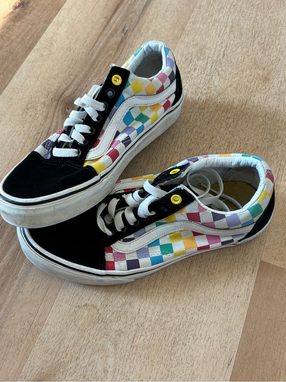Vans Rainbow Checkerboard Low-Top Sneakers with Black Accents